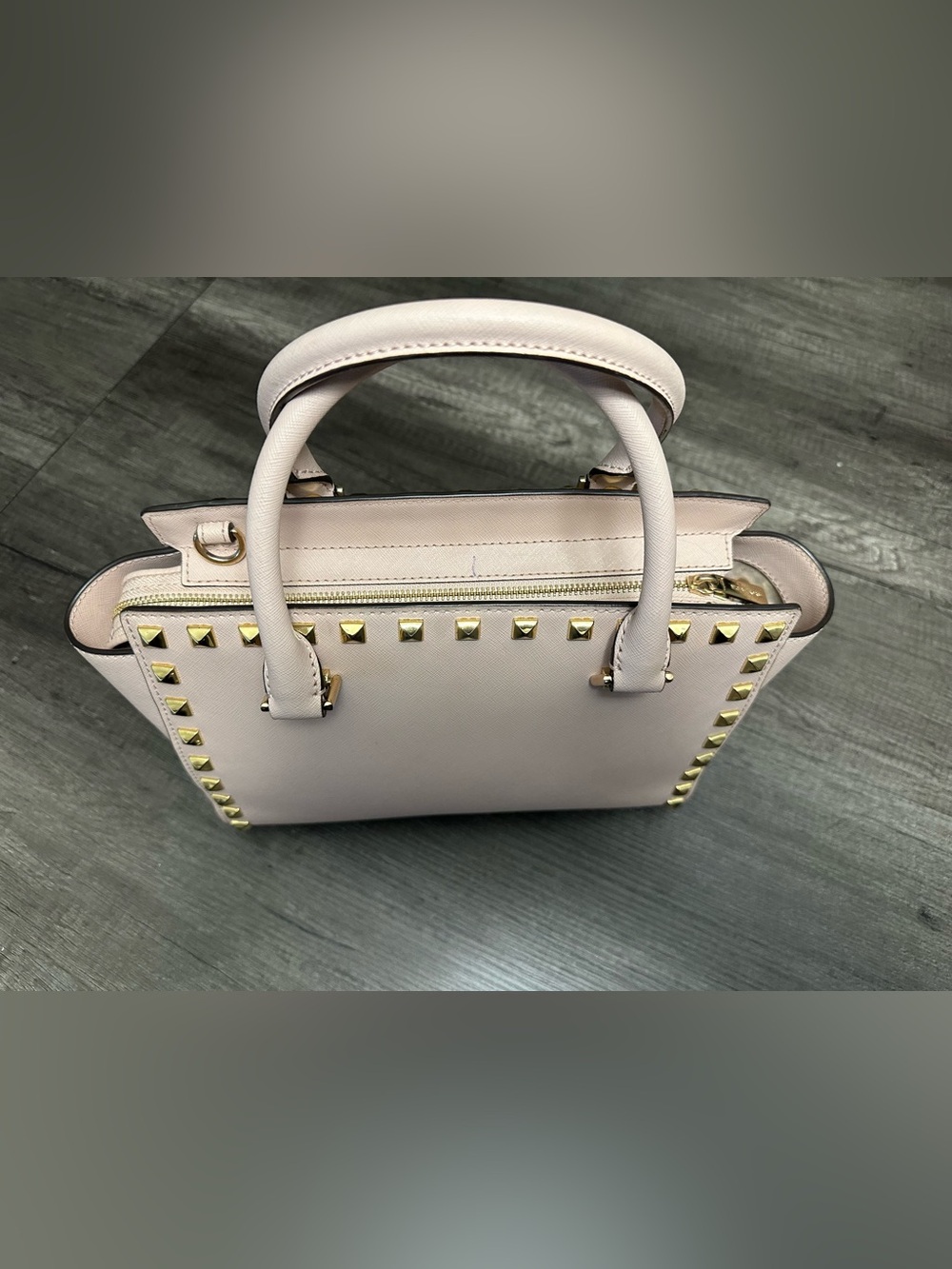 Michael Kors Blush Pink Studded Satchel with Gold Hardware - Picture 5 of 14